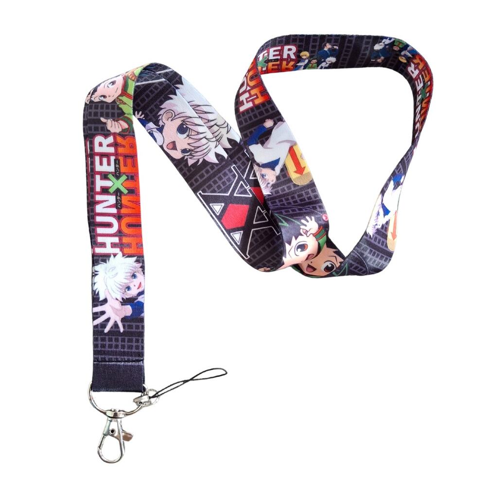 Hunter x Hunter Anime Lanyard | Black Keychain Strap for Keys & Badges One Size